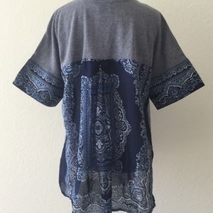 Anthropologie  postmark gray blue bandana top L
